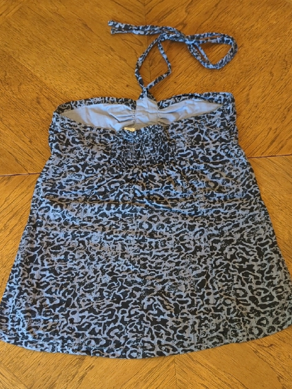 Y2K Maurices Gray And Black Leopard Print Tie Halter Babydoll Top - Picture 5 of 6